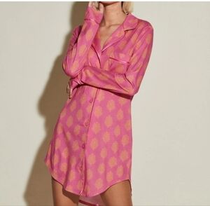 Cosabella Button Down Pajama Top Gown Shirt Size 2X Pink Pima Cotton Modal